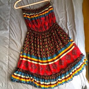 Strapless bohemian dress